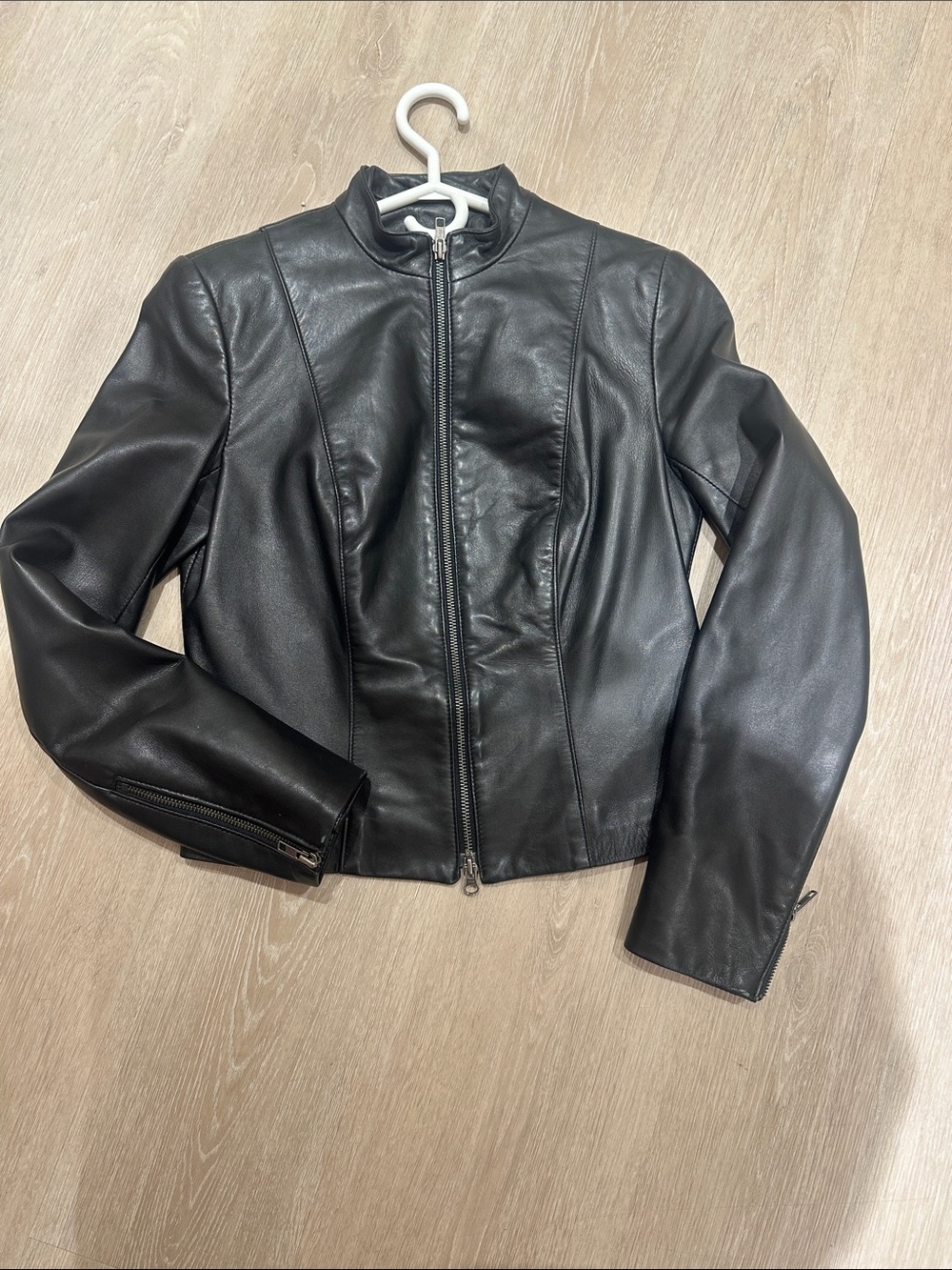 Danier Black Slim-Fit Leather Zip Jacket